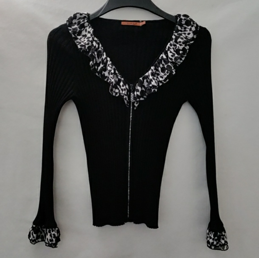 BELLDINI Women’s Black Bejeweled Sweater By BELLDINI, Size Medium